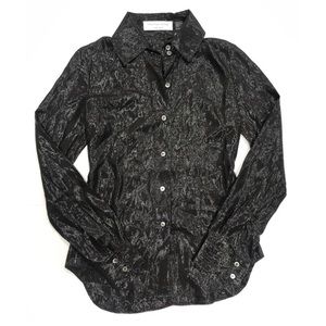 Charles Nolan New York Black Shimmer Button Blouse